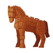 Trojan Horse Wooden Scratch Statue Of
