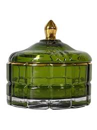 Glass Jar With Lid Dark Green War47a