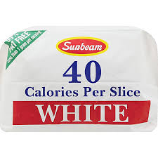 40 calories per slice white bread 16 oz
