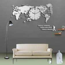 Modern Metal Large Map Wall Clock