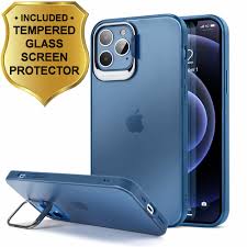 Buy and sell the iphone 12 pro max and other iphone models on stockx today! Frosted Matte Transparent Case With Camera Lens Bracket Kickstand And Tempered Glass Screen Protector For Iphone 12 Pro Max Blue Hd Accessory