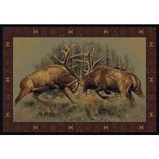 fight for dominance cabin rug antlers