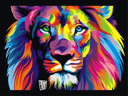 Colorful lion painting ...