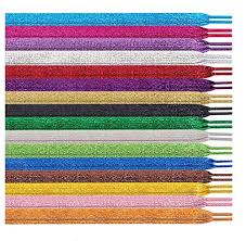 Marjunsep Shimmery Glitter 42 Solid Colors Flat Shoelaces Shoe Laces Strings For Teams Cheer Dance Sneakers