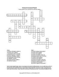 Element Crossword Puzzle Element Symbols Ionization
