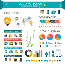 Data Protection Infographics Set With Safe Information Storage