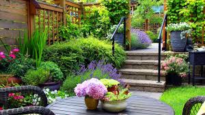 beautiful flowerbed and flower garden