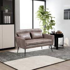 anbazar 30 70 in wide taupe accent loveseat 2 seat sofa chair with 2 pillow metal leg living room and bedroom bronze suede brown