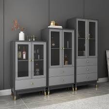 Modern Rectangle Grey Display Cabinet