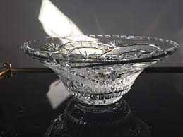 Huge Crystal Glass Bowl Handmade Jagged