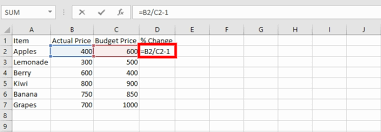 Calculate Percent Change In Excel