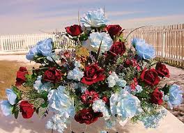 I enjoy creating cemetery/memorial flowers, at an affordable price, for your loved ones. Tombstone Saddles Burial Flowers Blue Roses Grave Cemetery Burgundy Spray Ebay