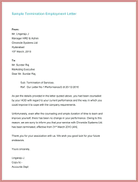 Termination Letter Example Template Of Employment From