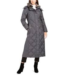 Plus Size Maxi Puffer Coat With Faux Fur Trim