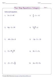 Two Step Equations Integers Two Step