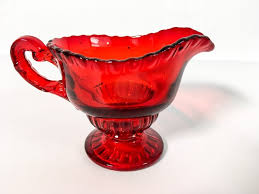 Vintage Red Glass Sugar Creamer