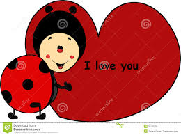 Ladybug Cartoon With Heart I Love You Stock Illustration