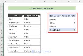 count rows in group with pivot table in