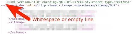 sitemap error xml or text declaration