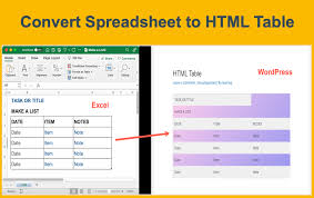 convert spreadsheet to html table