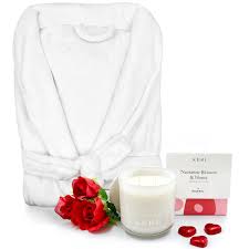 1 mini i love you bear; Sheraton Bathrobe Candle And Roses Gift Australia Wide Delivery