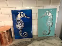 Metal Sea Horse Coastal Wall Art Home