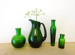 vintage green glass jug bottle green