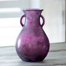 Frosted Cranberry Handled Glass Vase