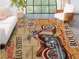 route 66 motorcycle area rug living