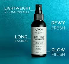 nyx dewy finish makeup setting spray review
