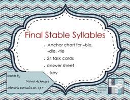 Final Stable Syllables Ble Dle Tle