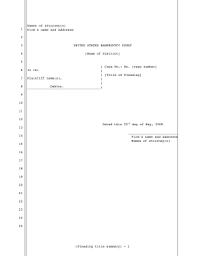 Printable Legal Pleading Template For Filing Bankruptcy In