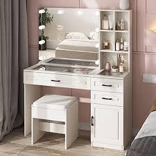 Fameill White Vanity Desk With Mirror