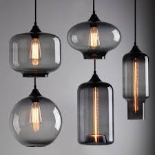 Modern Industrial Smoky Grey Glass Shade Loft Cafe Pendant Light Ceiling Lamp Modern Ceiling Light Glass Pendant Light Loft Cafe