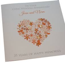 35th wedding anniversary heart card