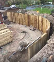 Curved New Railway Sleeper Wall