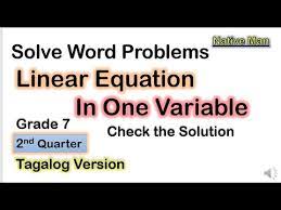 Tagalog Word Problems Linear Equation