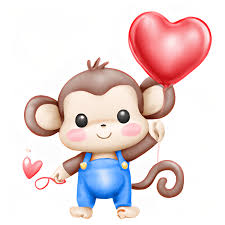 cute baby monkey with balloon