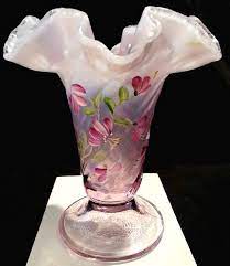 Pink Glass Vase Fenton Milk Glass