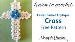 Crochet cross bookmark, free vintage pattern. Easter Cross Applique Free Crochet Pattern Right Handed Youtube