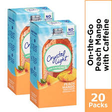 20 Packets Crystal Light Peach Mango Sugar Free On The Go Caffeinated Powdered Drink Mix Walmart Com Walmart Com