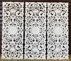 White Carved Wood Wall Art Panels
