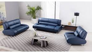 rita modern blue leather sofa