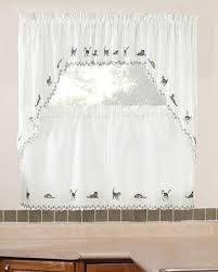 Swag & jabot curtains jabot curtains and swag curtains are the affordable way to frame your windows and decorate your home without having to spend a fortune on layers of curtains. Cats Embroidered Kitchen Valance Swags And Tier Curtains