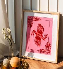 Red And Pink Poster Zebra Wall Art