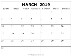 Free Printable March 2019 Calendar Calendar March 2019