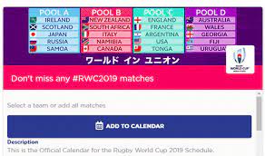 rugby world cup 2019 in your outlook