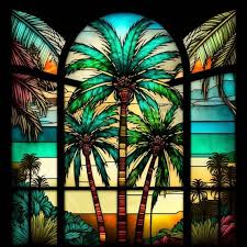 Palm Trees Stained Glass Design For