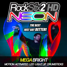 Rockstix 2 Hd Neon Mega Bright Led Light Up Drumsticks Available In 13 Fx Color Change Also Red Green Blue Parts Accessories Aliexpress