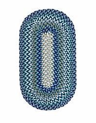 blue green aqua cream wool braided rug